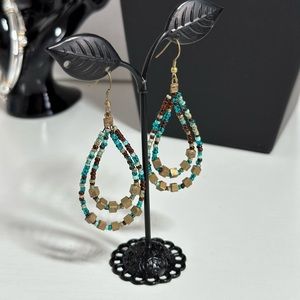 Beaded Teardrop Hoop Earrings